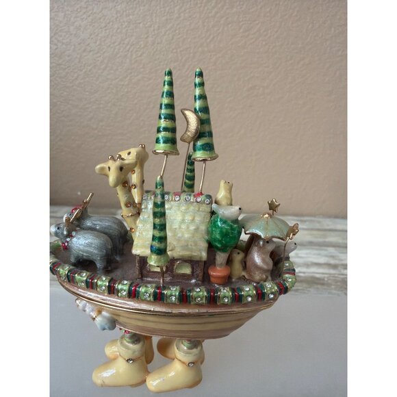 Dept 56 Patience Brewster Krinkles Noah’s Ark Jeweled Hinged Trinket Box w/FLAW - Picture 3 of 16